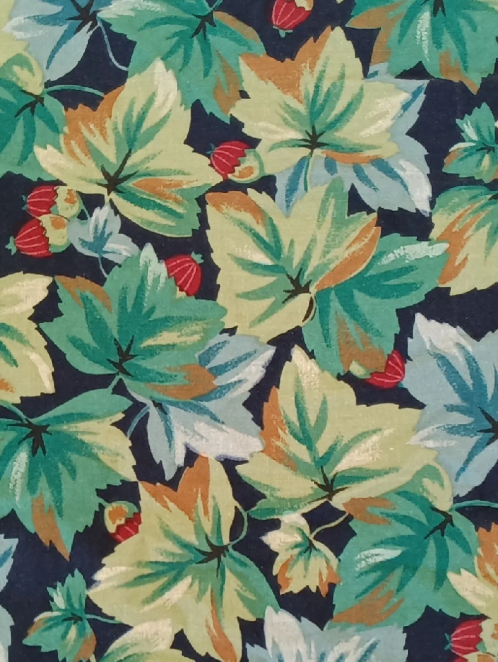 Set Of 10 Di Lewis Vintage Clock Napkins Green Leaf And Fruit Print